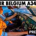 Airbus A340-300 Air Belgium landing at Brussels Charleroi Airport
