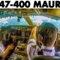 Boeing 747-400 landing at Mauritius