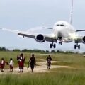 People Get Too Close To Landing Plane