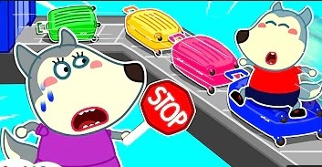Wolfoo, Don't Play on Luggage Conveyor Belt at Airport - Kids Safety Tips | Wolfoo Official Channel