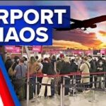 Huge airport queues hit Australian airports ahead of long weekend exodus | 9 News Australia