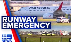 Flames reported coming from Qantas plane before take-off | 9 News Australia